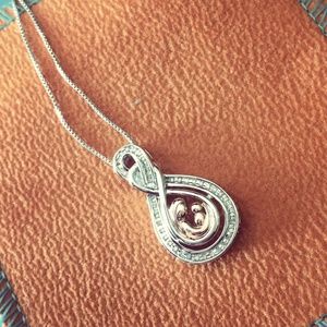Sterling Silver & Rose Gold Infinity Mother and Child Pendant
